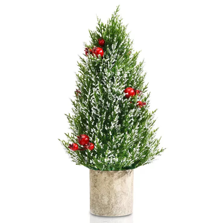 Costway 18.5''Snowy Tabletop Christmas Tree w/ 170 PE Branch Tips & Pulp Base | Target