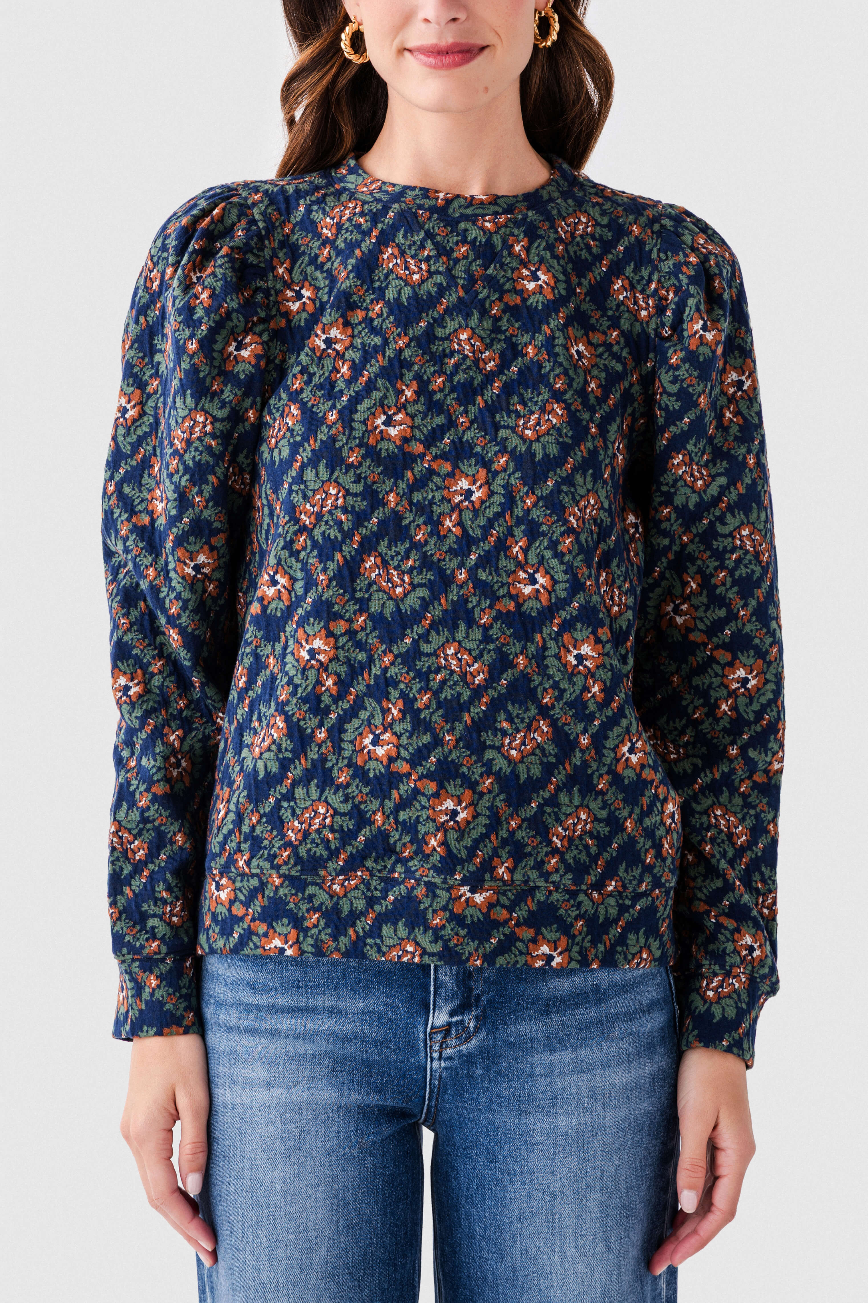 Fate Jacquard Fabric Puff Sleeve Top | Social Threads