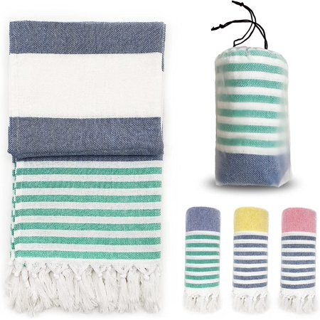 Turkish Beach Towels 39 x 71 Inch Oversized Beach Towel Quick Dry Sand Free Turkish Bath Towel for B | Walmart (US)