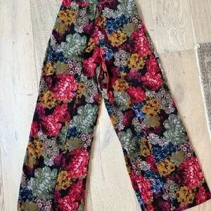 High Waist Wide Leg Floral Pants with Overlay Size Small | Poshmark