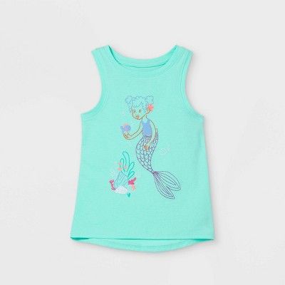 Toddler Girls' Glitter Mermaid Graphic Tank Top - Cat & Jack™ Mint | Target