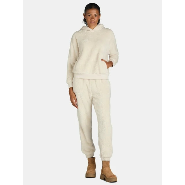 Time and Tru Women's Teddy Fleece Hoodie and Joggers Set, 2-Piece, Sizes XS- XXXL | Walmart (US)