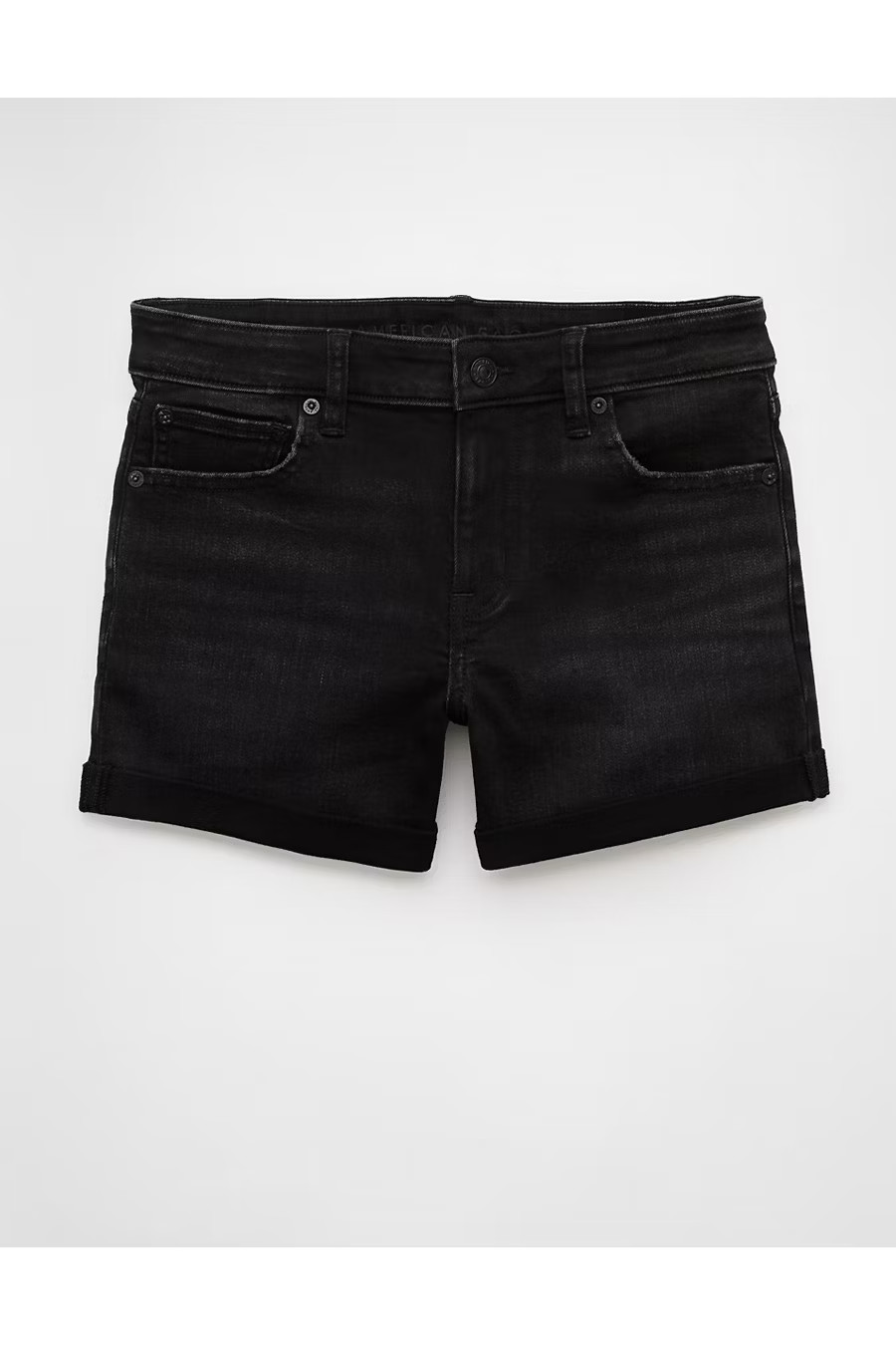 AE Next Level Low-Rise Denim Midi Short Women's Black Wash 20 | American Eagle Outfitters (US & CA)