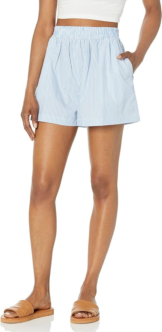 [BLANKNYC] Womens Luxury Clothing Pin Stripe Pull On Cotton Shorts with Patch Pockets, Comfortabl... | Amazon (US)