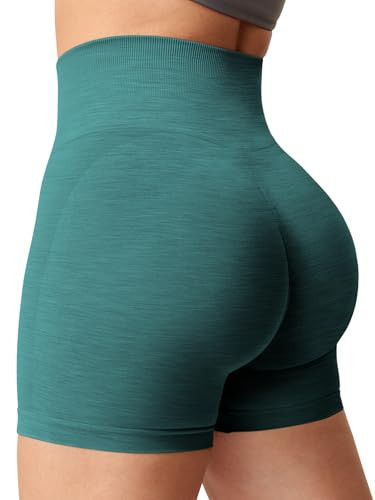 YEOREO Women Intensify Athletic Shorts Seamless Scrunch Workout Shorts High Waisted Active Gym Yoga Shorts Teal L | Amazon (US)