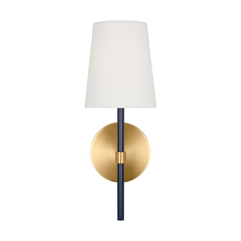 Burnished Brass NVY Single Light Steel Dimmable Armed Sconce | Birch Lane