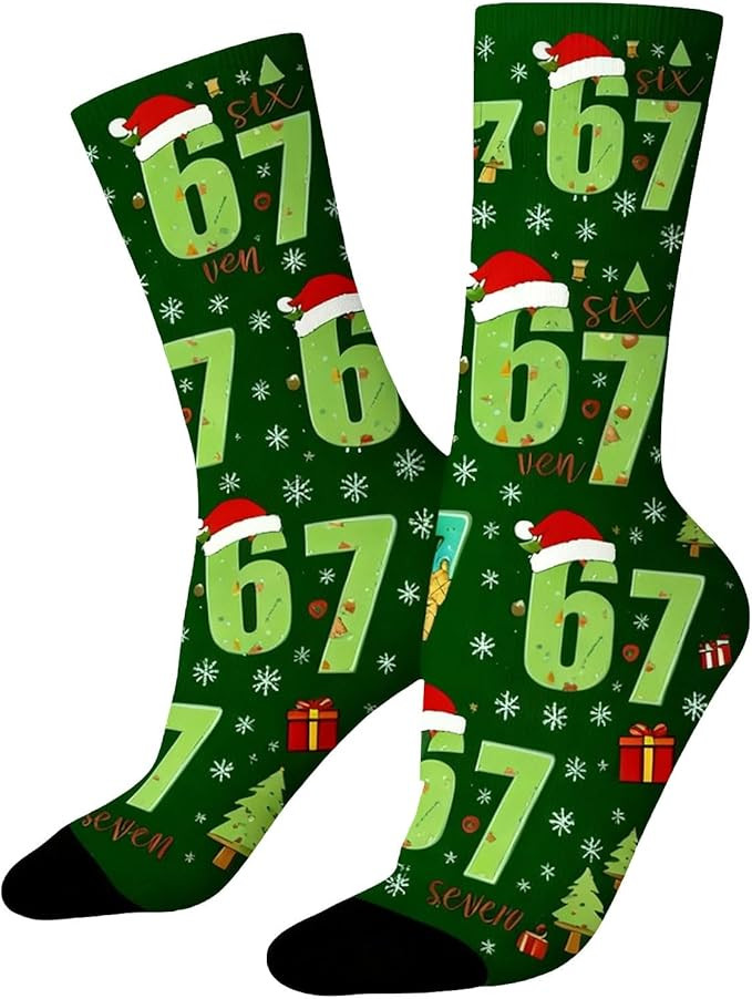 Six Seven 6 7 Fun Graphic Crew Socks Colorful Socks for Men & Women Boys Girls Funny Christmas So... | Amazon (US)