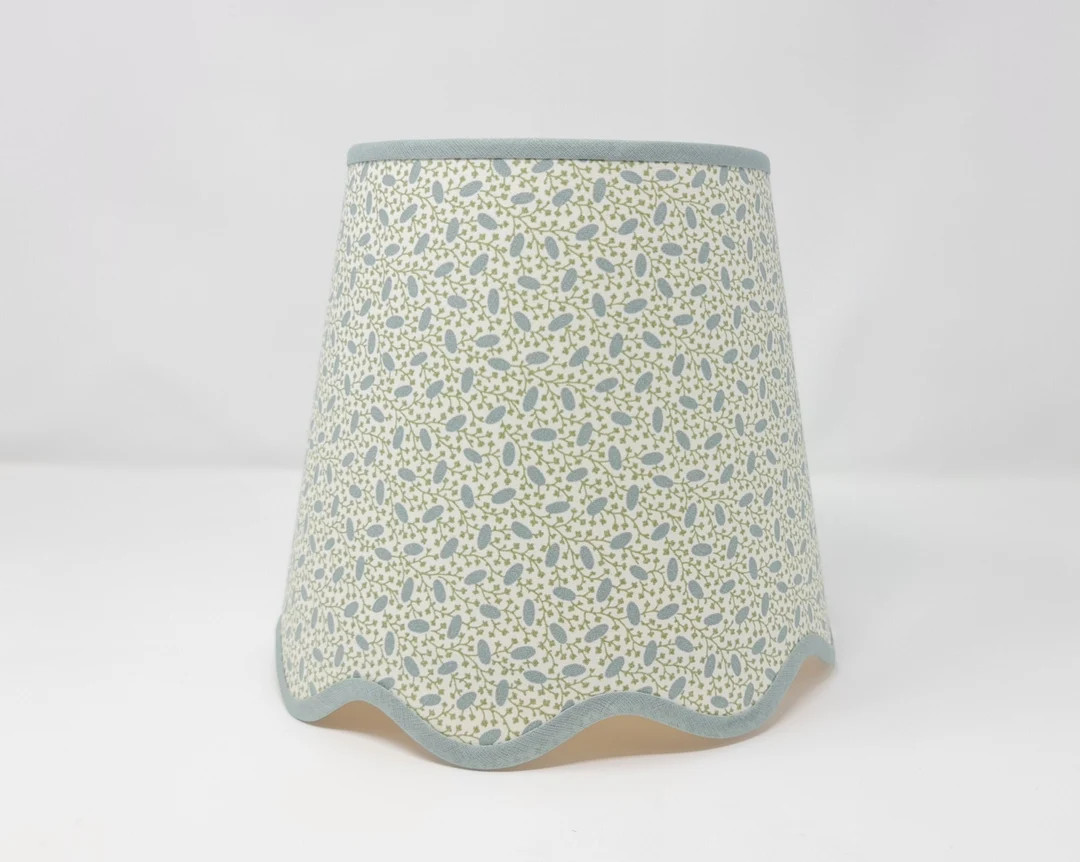 SCALLOP LAMPSHADE - Pinto - Ian Sanderson - natural - scalloped edges - trim colours - clip on, l... | Etsy (US)