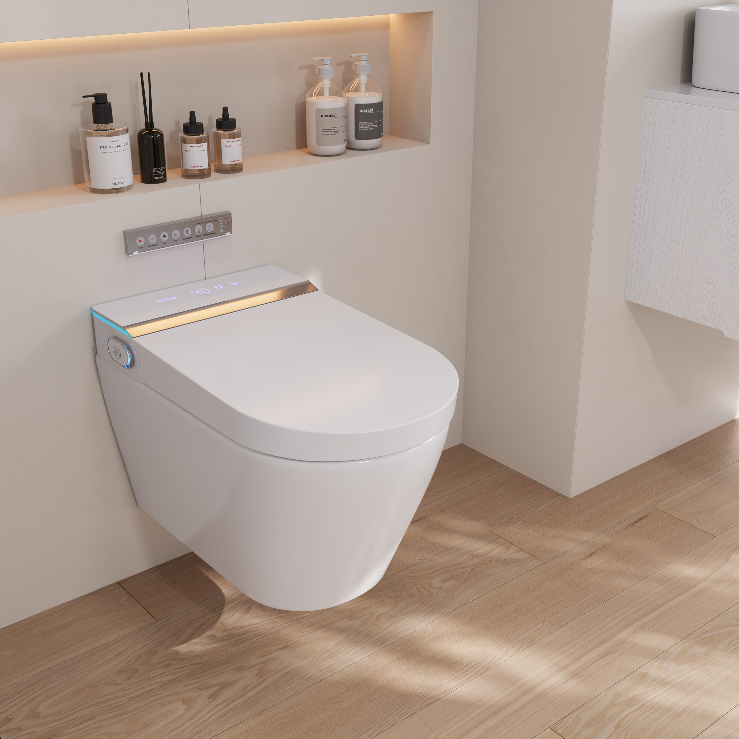 Essential Smart Toilet with Auto Flush, Nozzle Cleaning, Bidet Functions, Temperature Memory & Seasonal Comfort | Homary