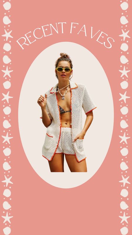 Gorgeous faux crochet two piece cover up set from Free People! Love the color combo of white with the orange trim! 

#LTKfindsunder100 #LTKswim #LTKstyletip