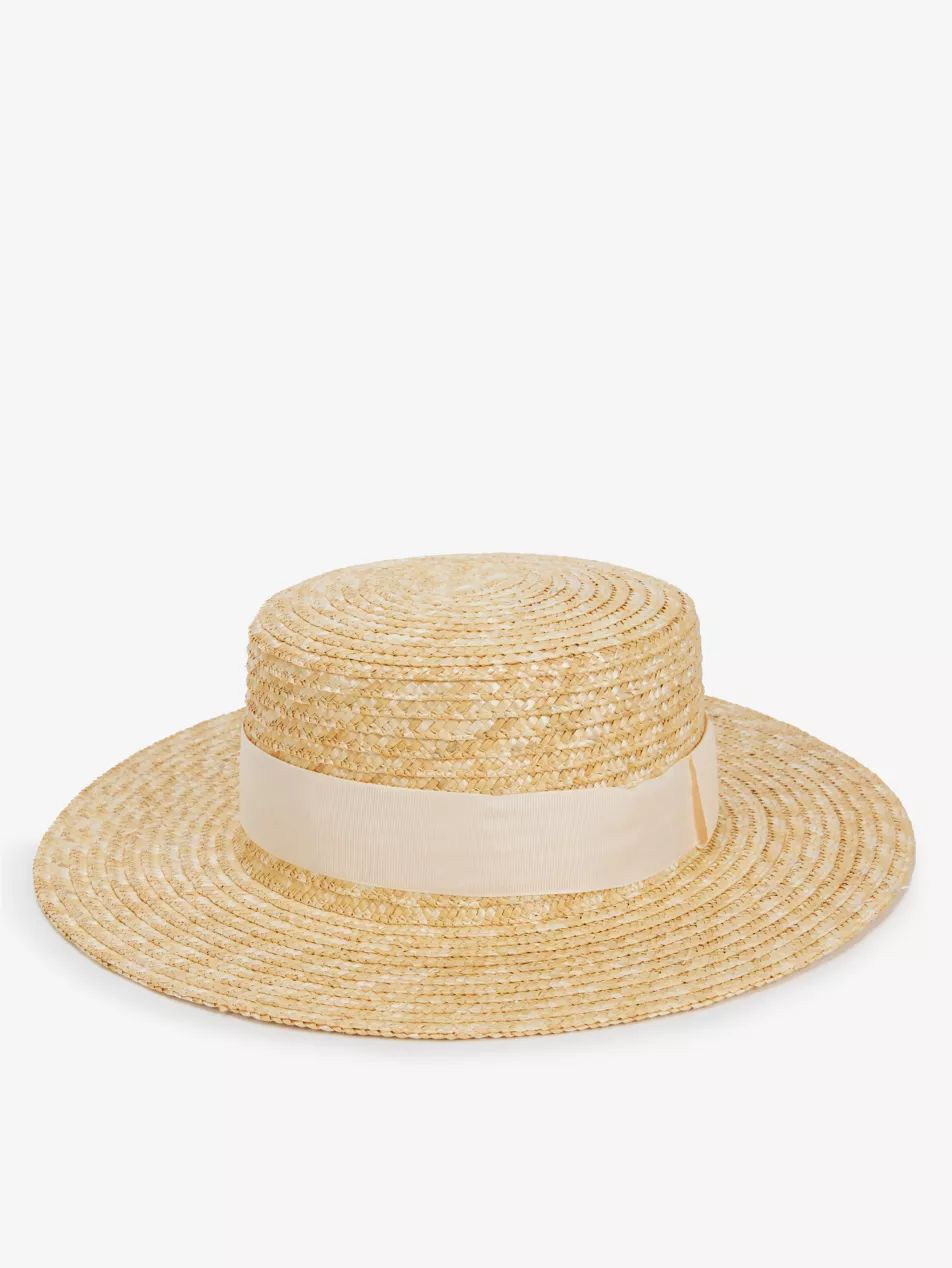 Boater ribbon-embellished straw hat | Selfridges