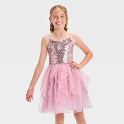 Girls' Sequin Tulle Sleeveless Dress - Cat & Jack™ Blush PinkThis item is not avail... | Target