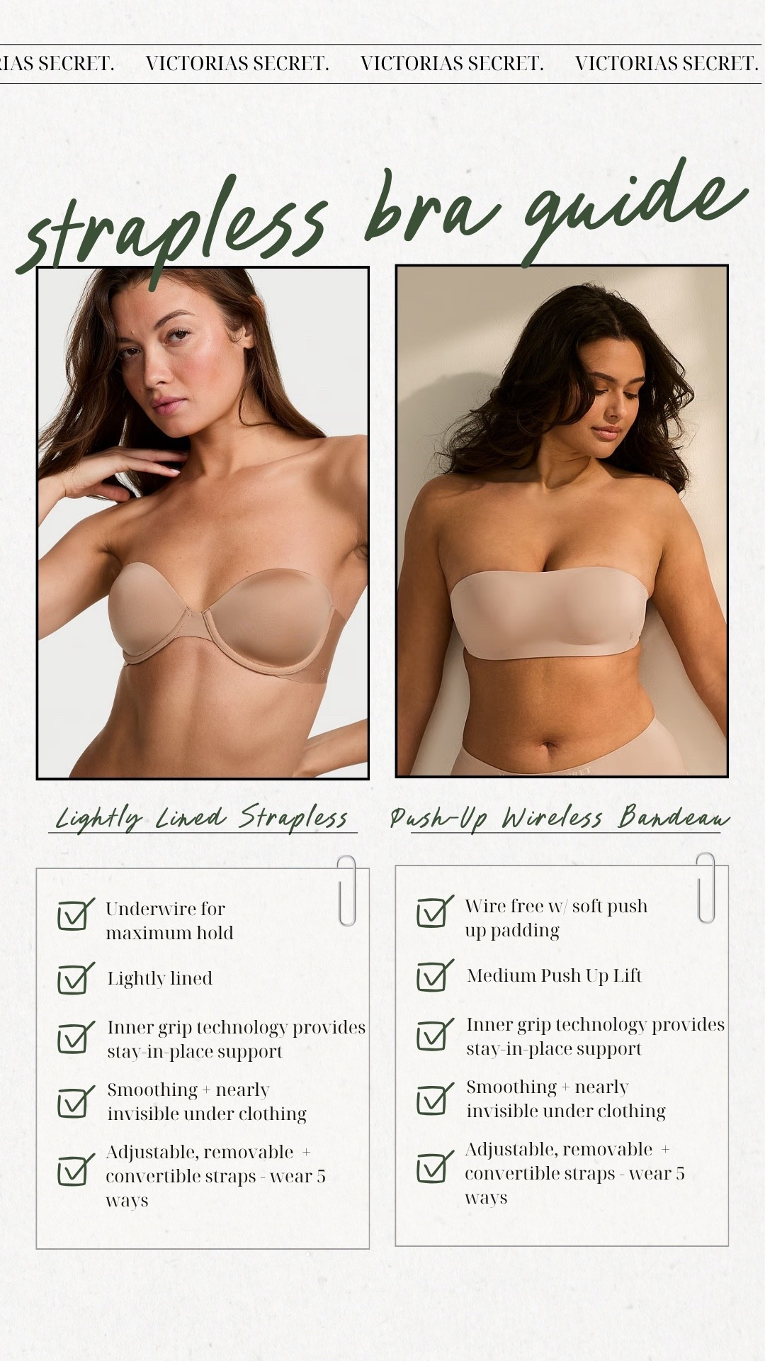 Victoria’s Secret strapless bras 
These are so supportive and stay put, no constantly pulling them up! 
Wire free w/push up and wired option
Smoothing and nearly invisible under clothing
The perfect strapless bras for weddings and events #VSPartner @victoriassecret

#LTKWedding #LTKMidsize #LTKSeasonal
