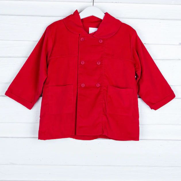 Red Classic Double Breasted Coat | Classic Whimsy