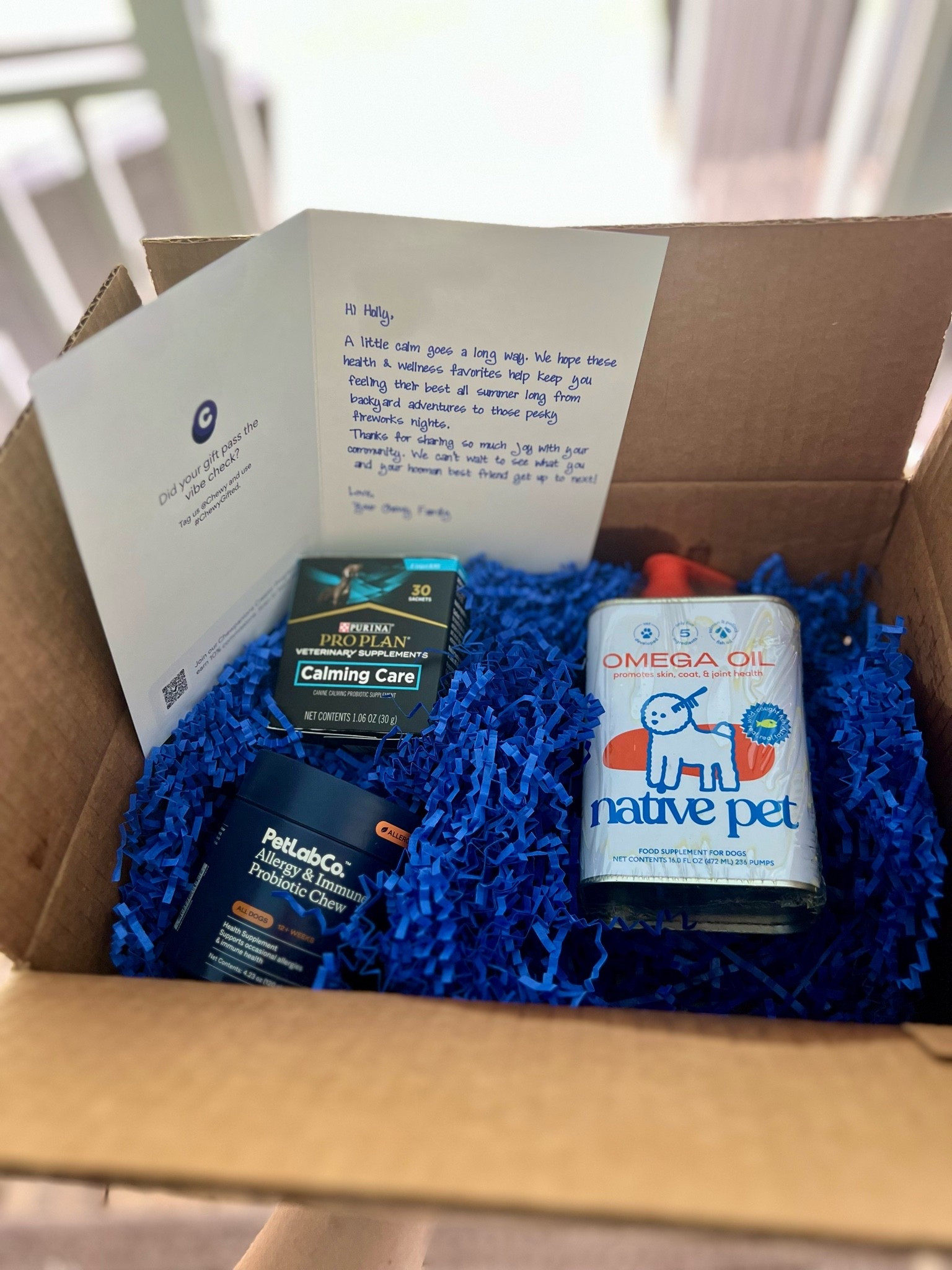 🐾 A fun surprise showed up on our doorstep today for Holly! 💙

Chewy sent over a wellness box filled with products to support calm behavior, digestion, skin, coat, and joint health. 
I always love discovering new pet products, especially ones that help keep our golden girl happy and healthy.

Linking everything from the box in case you’re curious about what Holly will be trying! 🐶✨

#LTKPets #DogMomLife #GoldenRetriever #PetFavorites #DogWellness

#LTKselfcare #LTKdayinmylife #LTKfitnessgoals