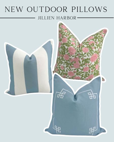 Outdoor pillows, patio, patio furniture, blue and white, Grandmillennial, Greek key, cabana, floral pillow, Amazon pillows 

#LTKhome