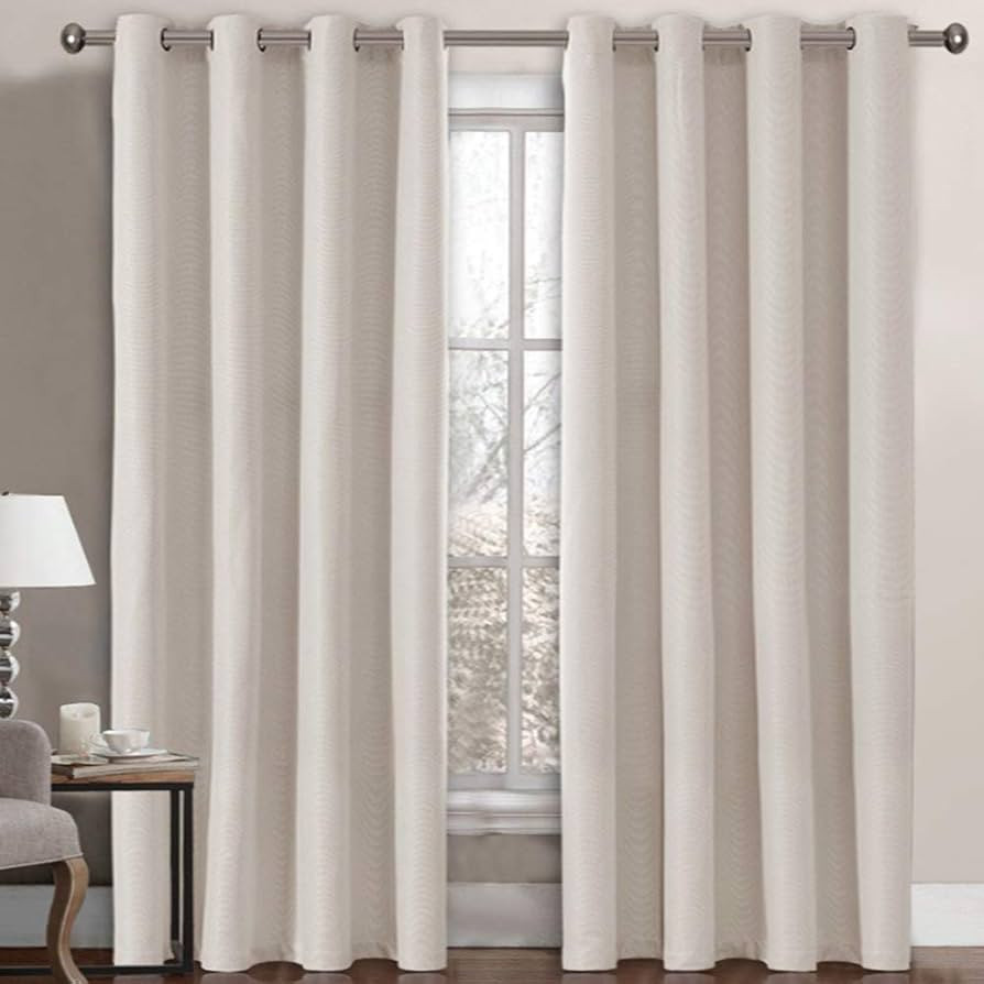 H.VERSAILTEX Linen Blackout Curtain 96 Inches Long for Bedroom / Living Room Thermal Insulated Gr... | Amazon (US)