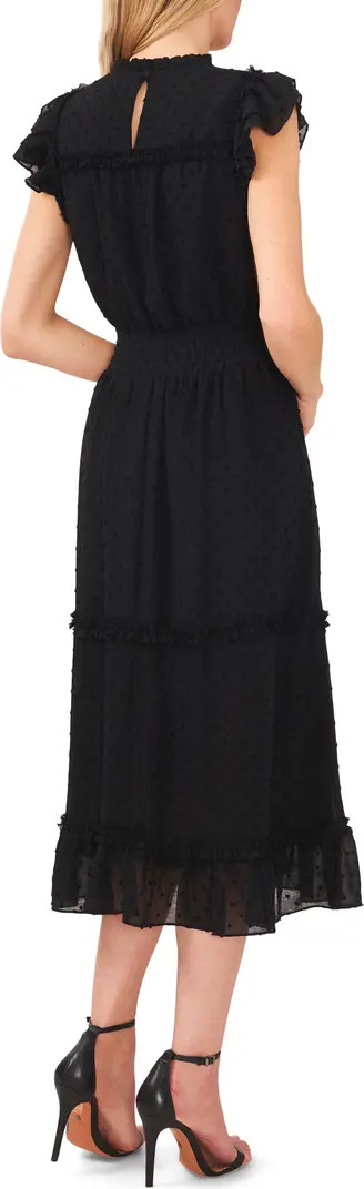 Clip Dot Flutter Sleeve Midi Dress | Nordstrom