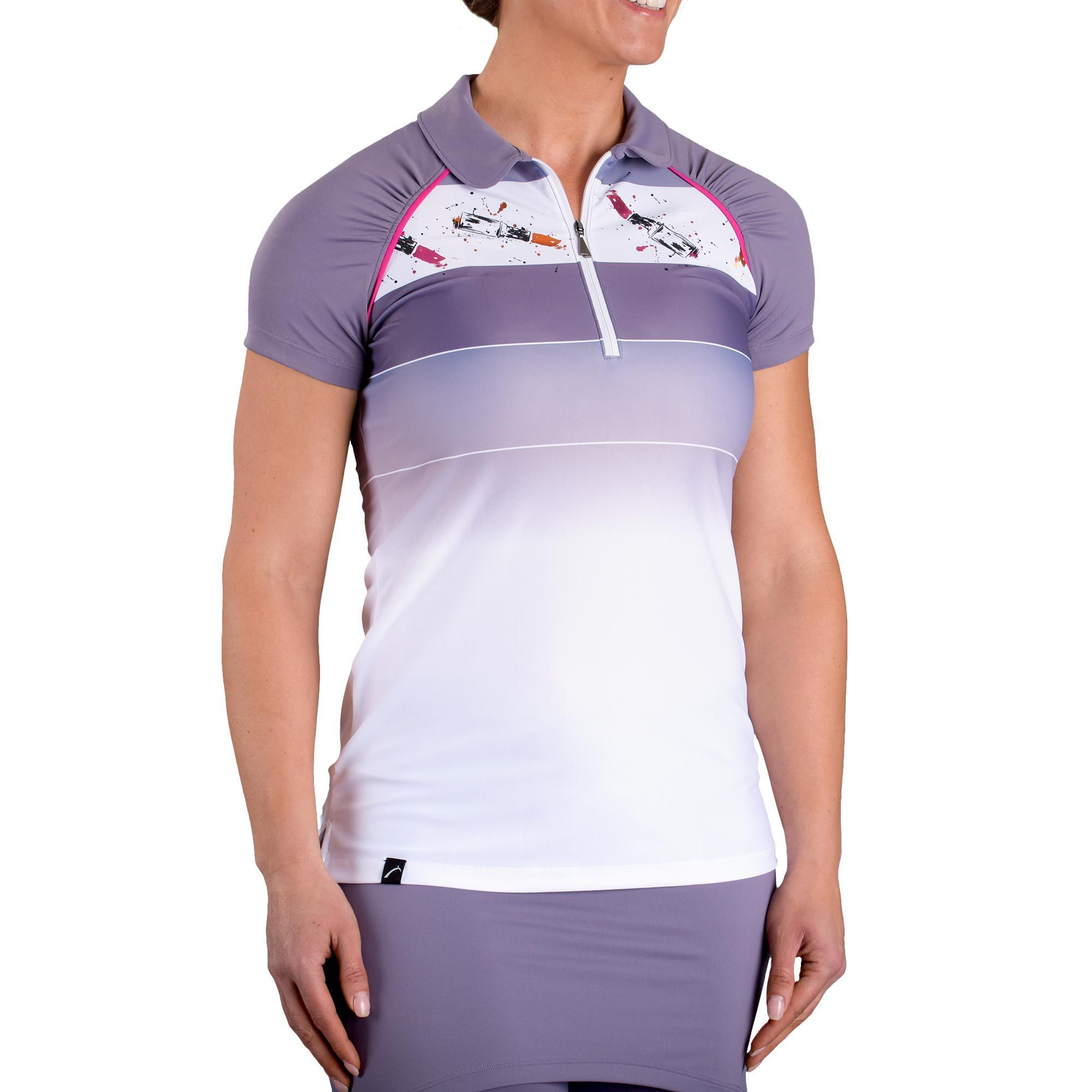 SwingDish Women's Grace Short Sleeve Golf Polo, Large, Lipstick Red | Golf Galaxy