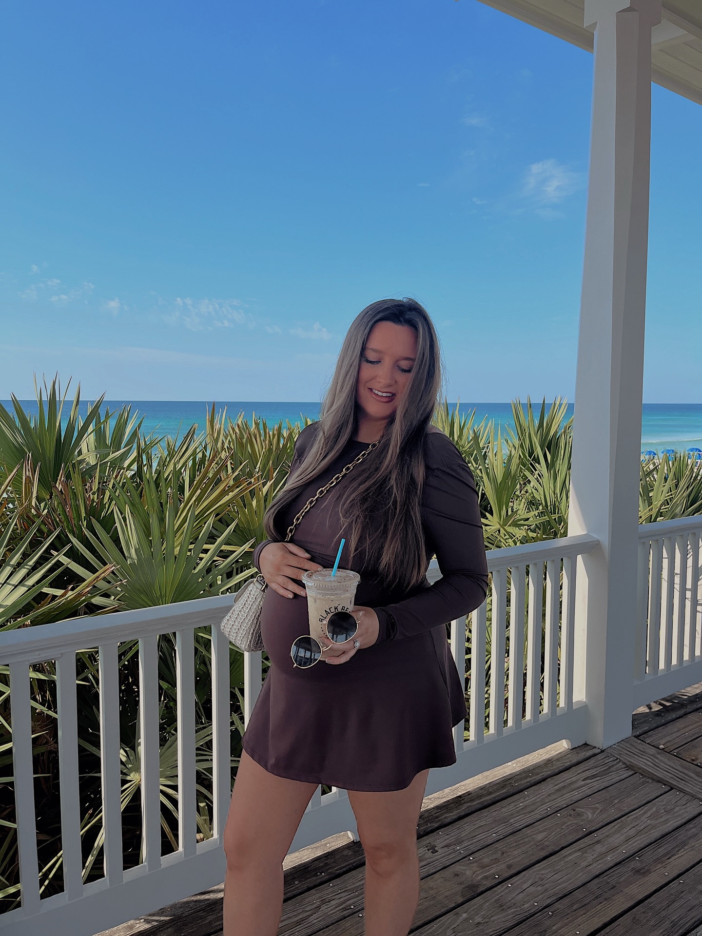beautiful views of the gulf, coffee, & bookstores for my toddler count me in 🌊🐻☕️🫶🏼

living in the color chocolate this fall season - this amazon dress is so comfy & cute! comment DRESS for the 🔗 & I’ll send it to you! 

seaside florida | amazon dress | fall bump outfit | fall outfits | bump style #bumpstyle #30a #amazonoutfit #amazondress