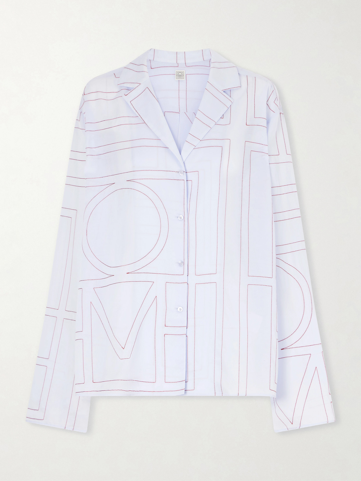 TOTEME - Embroidered Cotton And Lyocell-blend Shirt - Light blue | NET-A-PORTER (UK & EU)