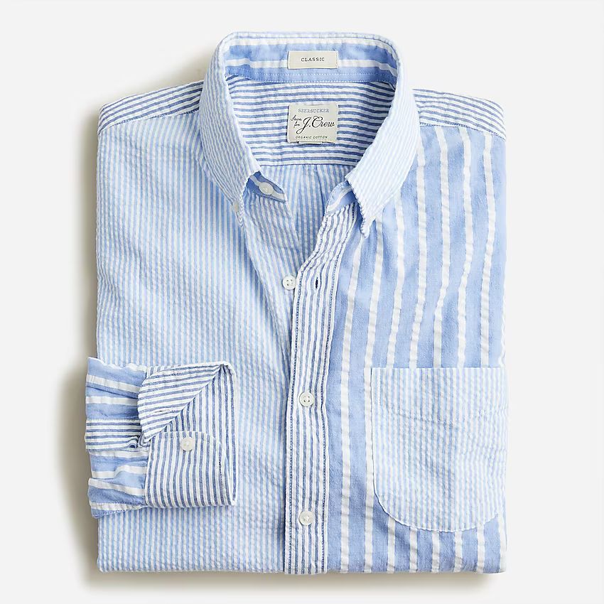 Organic cotton seersucker shirt in stripe | J.Crew US