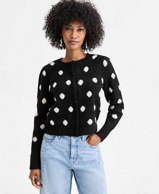 On 34th Women's Long-Sleeve Eyelash Dot Cardigan Sweater, Macy's Exclusive - Macy's | Macy's