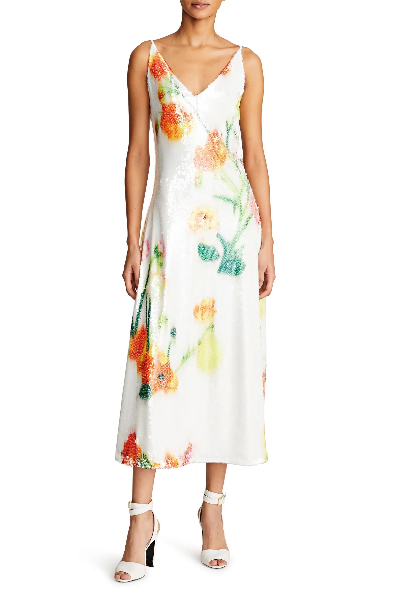 Caralyn Floral Sequin Midi Dress | Nordstrom