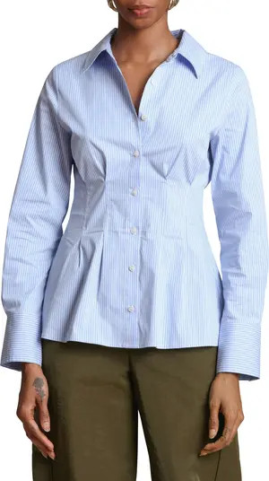 Stripe Cotton Blend Button-Up Top | Nordstrom