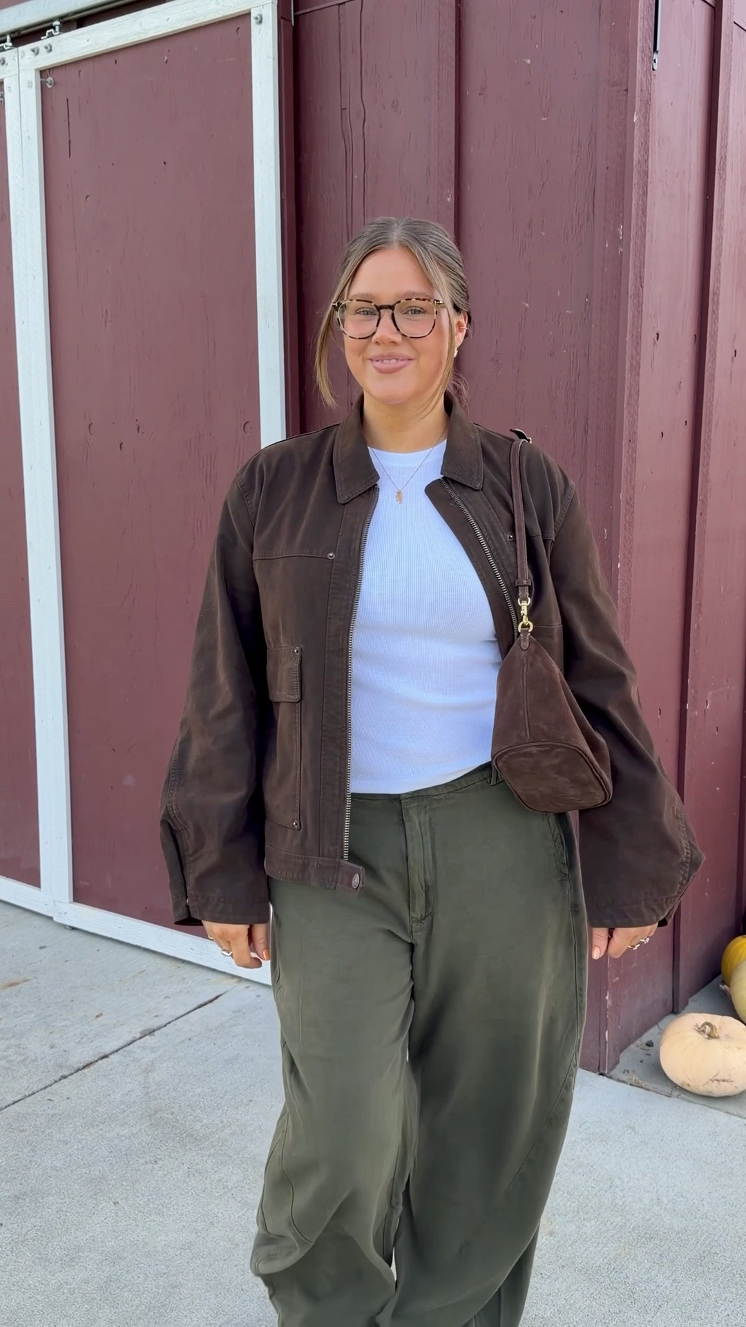 Fall staples include: olive green pants, a fun cashmere sweater and versatile jackets! Size 10 in pants, medium in jackets, medium in sweater it runs oversized. Bag is gorgeous and a deep brown! Loafers and Uggs both run tts @nordstrom #nordstrompartner