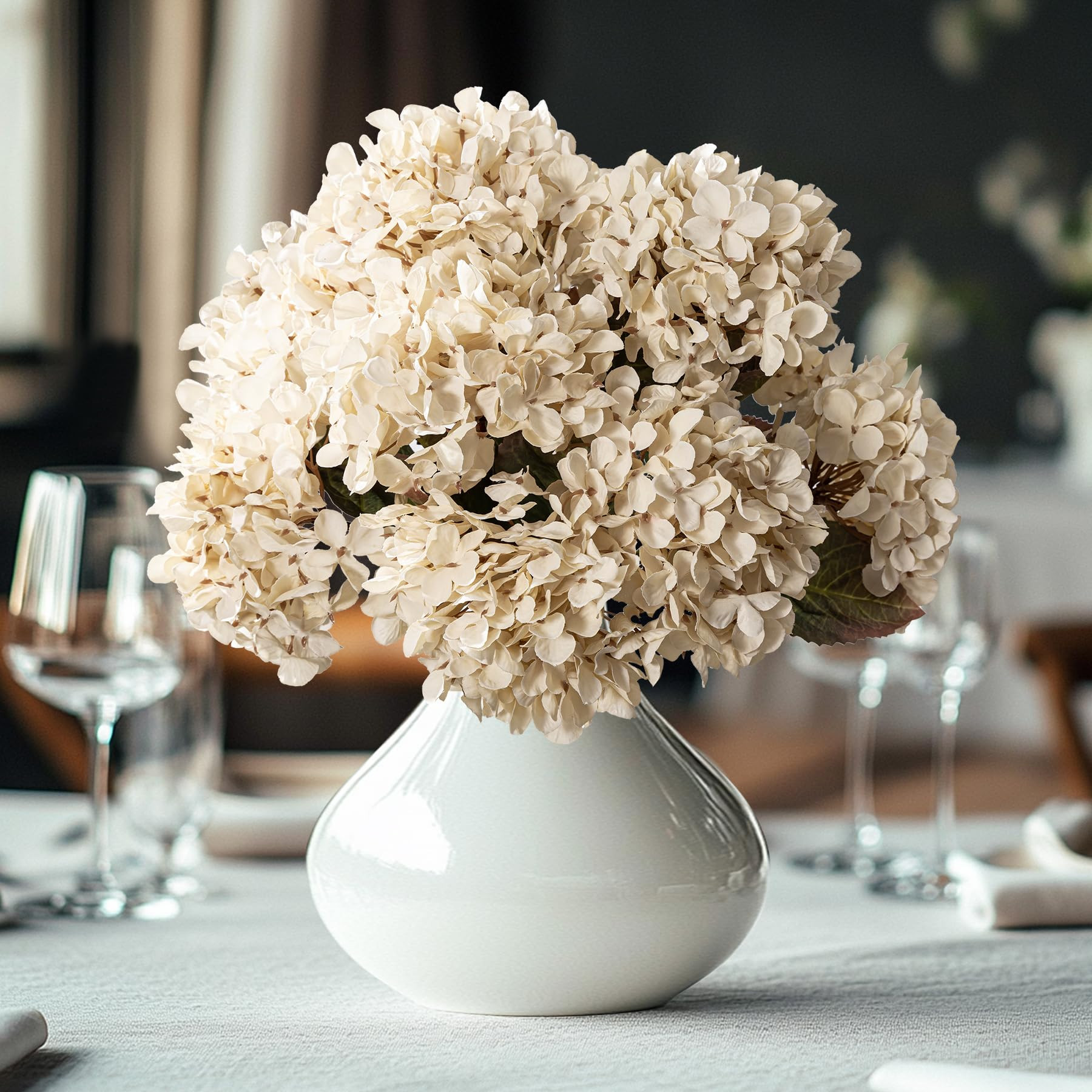 Artificial Flower Fake Silk Hydrangea Heads Bouquet with Stems Bulk for Fall Decoration Table Cen... | Amazon (US)