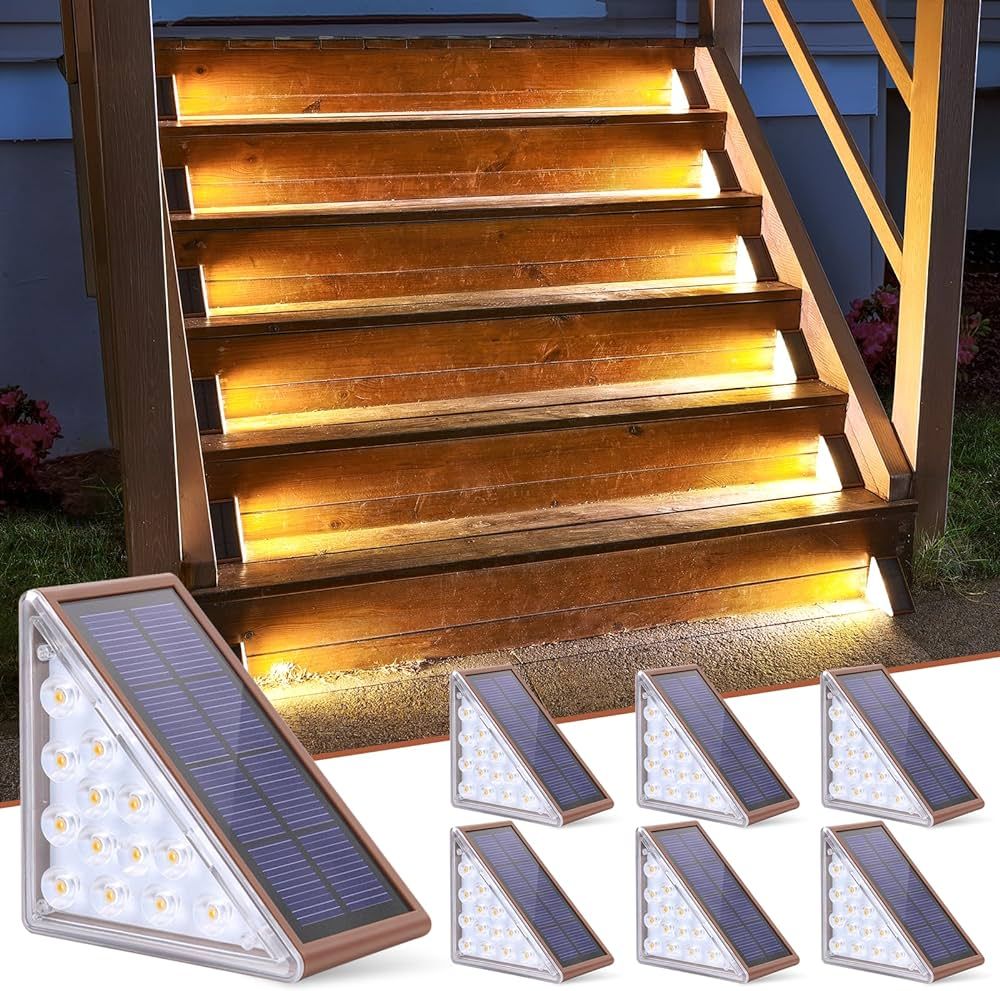 NIORSUN Solar Step Lights for Outside,6 Pack Warm White Solar Stair Lights Outdoor Waterproof Aut... | Amazon (US)