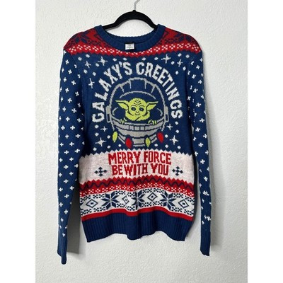 Star Wars Baby Yoda Galaxy's Greetings Merry Force Ugly Christmas Sweater S | eBay US