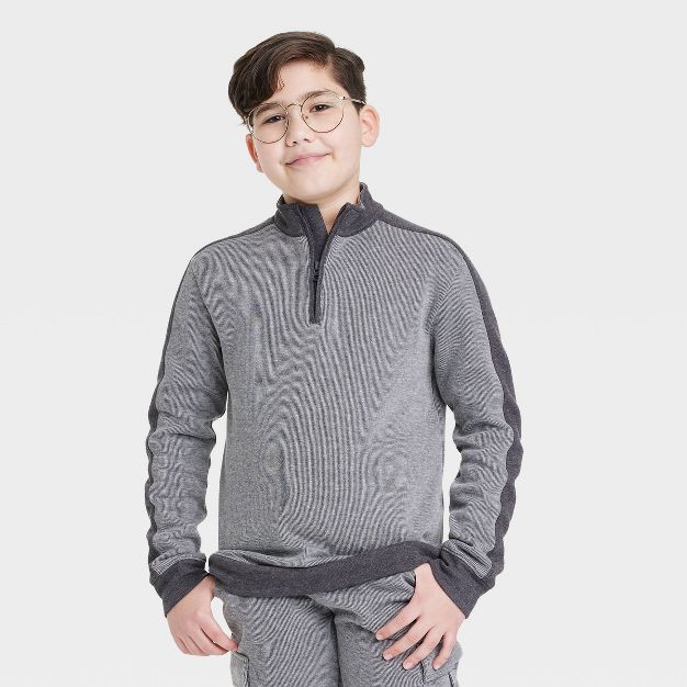 Boys' Ribbed Quarter Zip Sweatshirt - Cat & Jack™ | Target