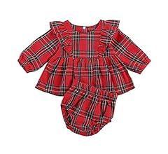 Infant Baby Girls Christmas Romper Red Plaid Bodysuit Dress Toddler Kids Ruffle Sleeve Party Play... | Amazon (US)