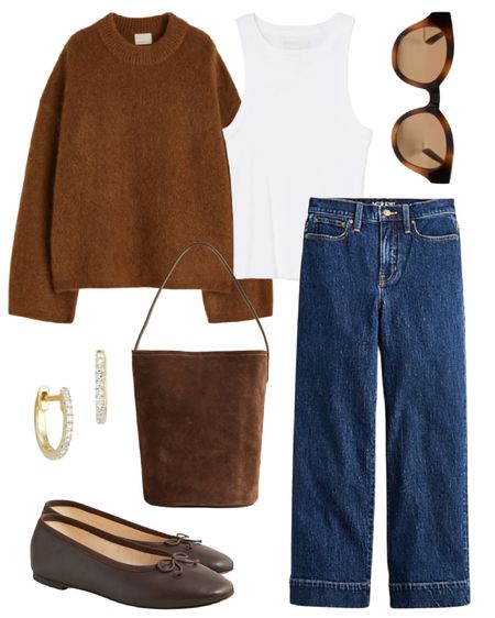 Summer to Fall Outfit Inspo: Coffee Date 🤎 This H&M sweater reminds me of a Mohair Toteme knit from last season! I ordered the ballet flats and they run TTS. Tank is one of my favorites that I have in a few colors—TTS. Similar options also linked to recreate this look. 

#LTKSeasonal #LTKfindsunder50 #LTKfindsunder100