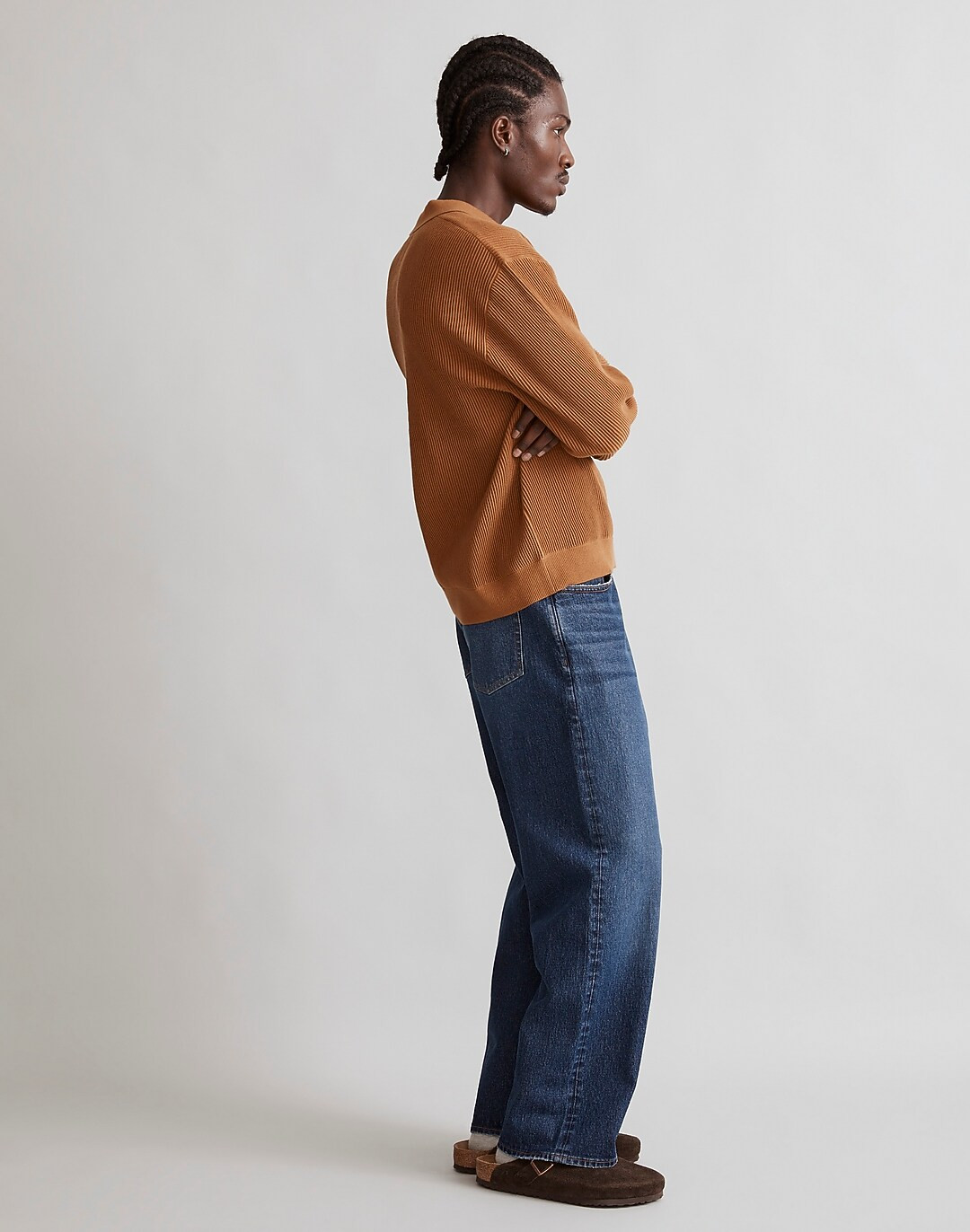 Johnny-Collar Long-Sleeve Sweater Polo | Madewell