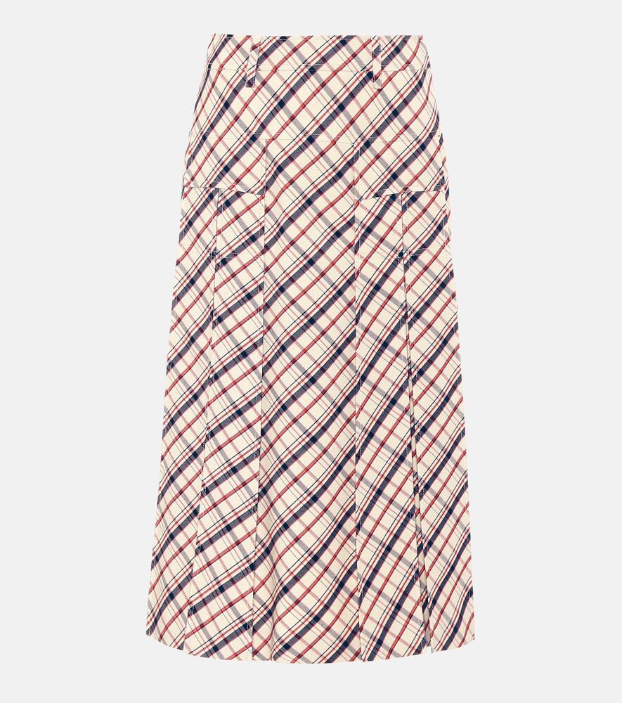 Prada Checked virgin wool midi skirt | Mytheresa (INTL)