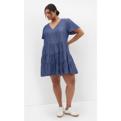 CITY CHIC | Women's Plus Size Denim Tier Dress - dark wash - 22W | Target