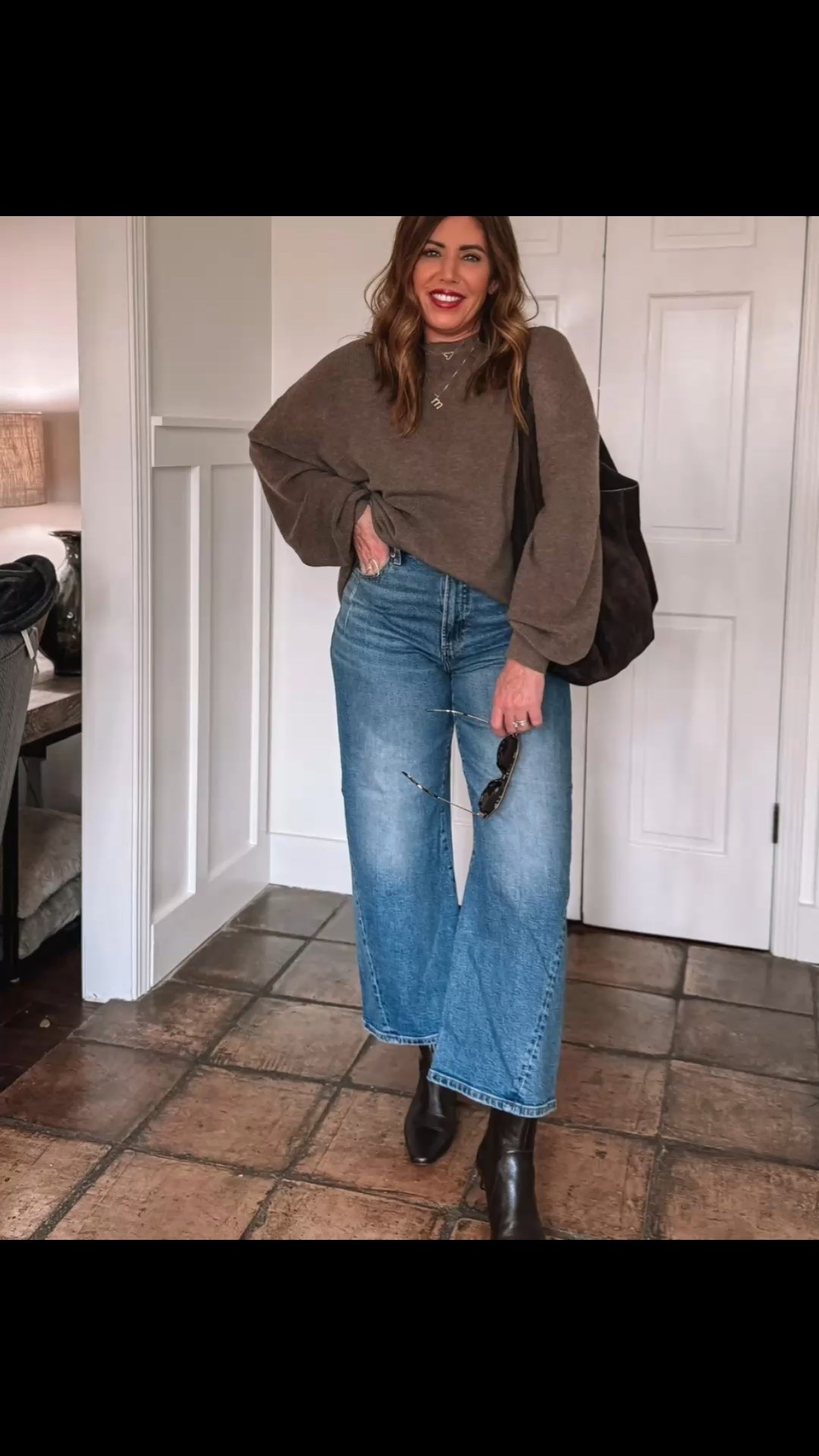 Business casual work outfit 

Amazon wool blend crewneck  sweater. It has dropped shoulders. It’s lightweight and super comfy. I sized up to a large.

Pistola high rise wide leg bowed ankle jeans

Madewell dimes kitten heel boot
Madewell suede shoulder bag

Amazon look for less polarized aviator sunglasses

#LTKOver40 #LTKMidsize #LTKootd