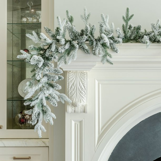 King of Christmas 9' x 12" Queen Flock® Garland Unlit | Walmart (US)