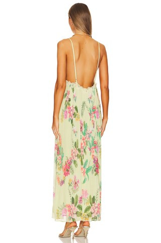 Rue Long Dress in Colourfull Floral On Lime Green | Revolve Clothing (Global)