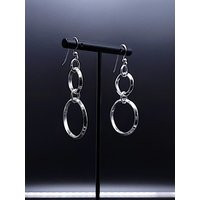 Vintage Circle Earrings, Sterling Silver, Modernist Graduated Beveled Link Silver Earrings | Etsy (US)