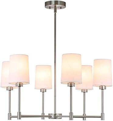 XiNBEi Lighting Chandeliers, 6 Light Chandelier with Fabric Shade, Modern Pendant Lighting Brushe... | Amazon (US)