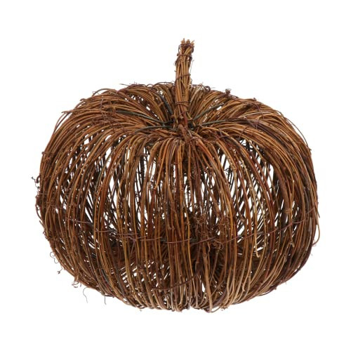 DECHOUS Wicker Halloween Pumpkin Decor - Fall Harvest Rattan Grapevine Pumpkin Thanksgiving Festive Tabletop Decor for Home Halloween, 9.8x8.7 Inch | Amazon (US)