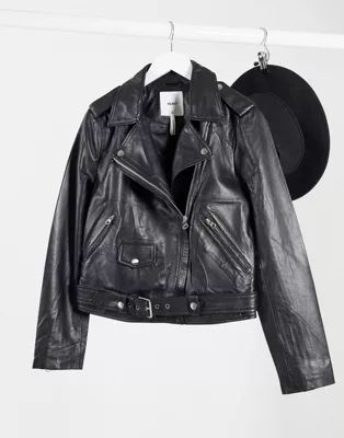 Object real leather jacket in black | ASOS (Global)