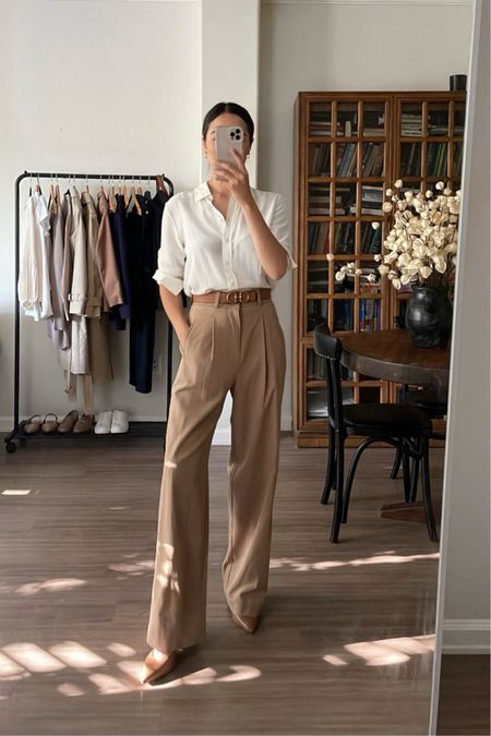 Business casual workwear/ office outfit

• button up 0 
• trouser pants 00 30” - links to similar Abercrombie pants that are super comfy and under $100 + some high rated aritzia options 
• low heel - sold out, links to similar styles

#LTKstyletip #LTKworkwear #LTKSeasonal