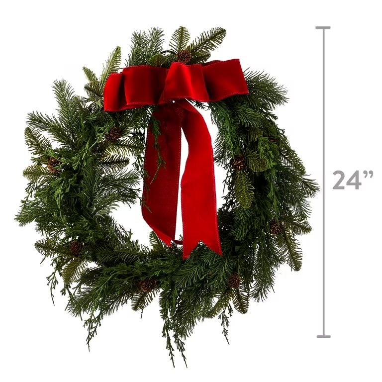 Christmas Red Bow Wreath, 22 in, by Holiday Time | Walmart (US)