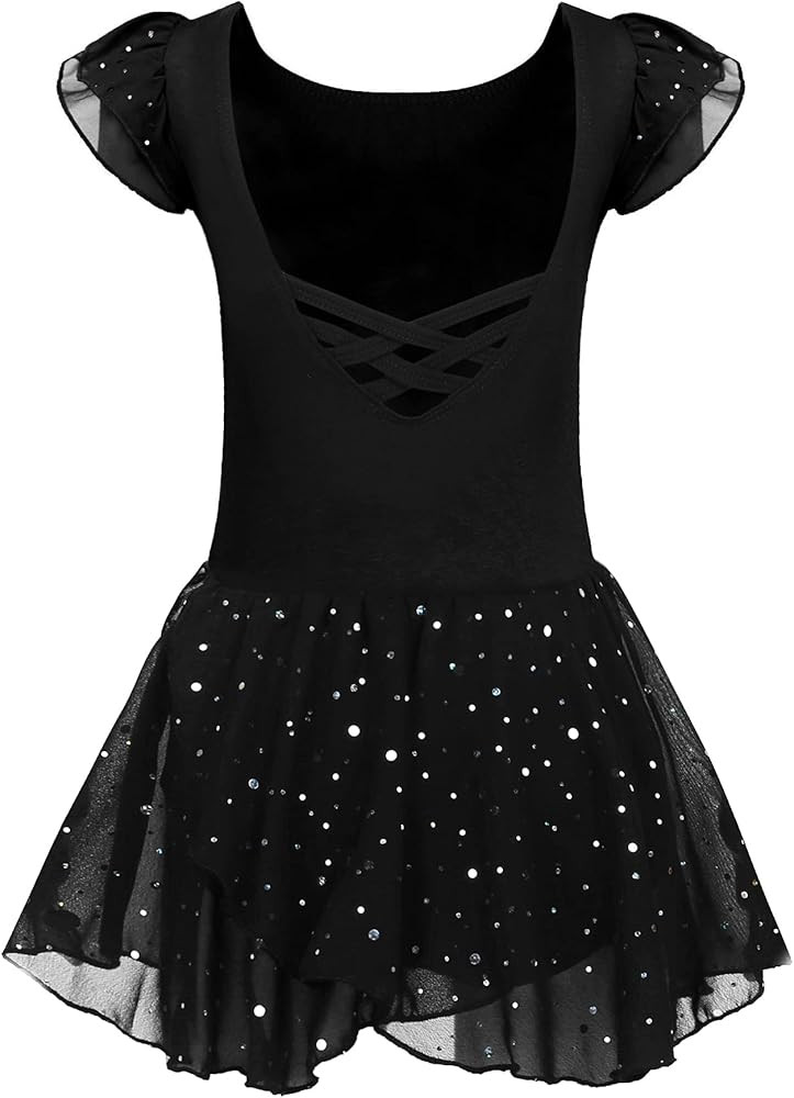 Arshiner Girls Ruffle Sleeve Ballet Dance Dress Tutu Skirted Leotard | Amazon (US)