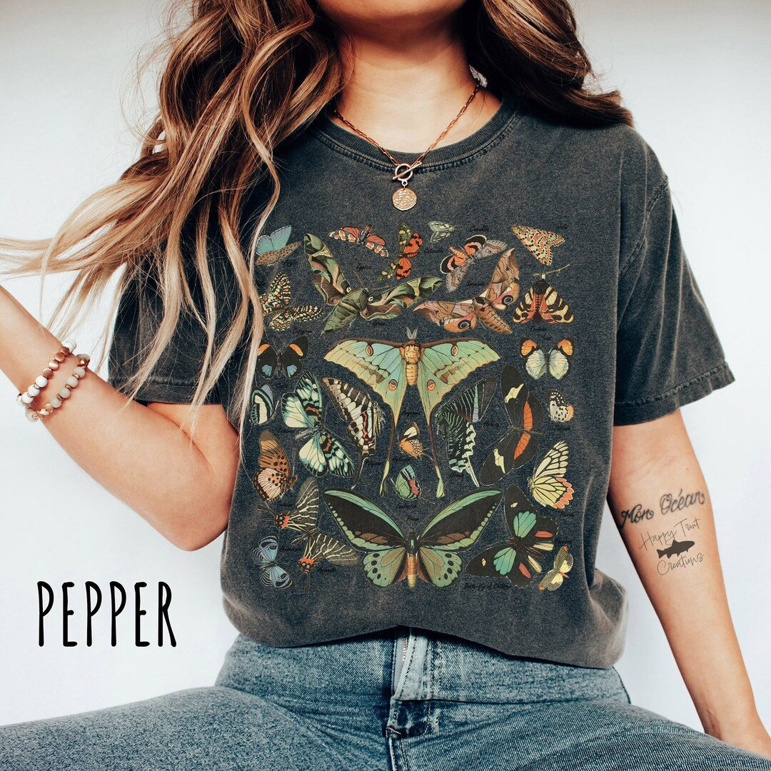 Vintage Butterfly & Moth TShirt, Cottagecore Aesthetic Comfort Colors® Shirt | Etsy (US)